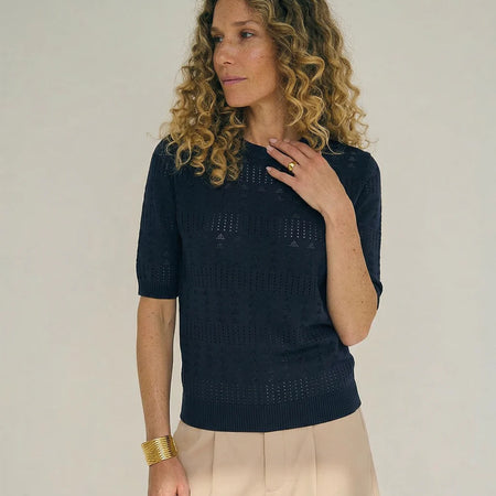 La Rouge Alma knit Blouse Navy