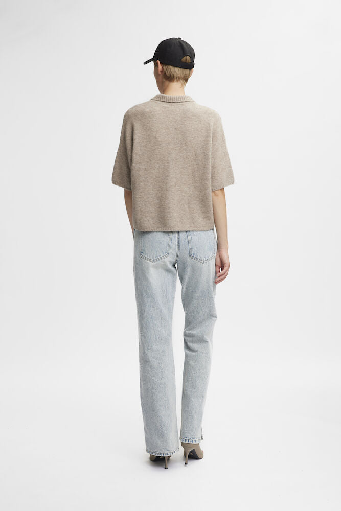 Gestuz AlphaGZ tee cardigan Warm Sand Melange