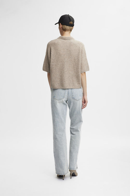Gestuz AlphaGZ tee cardigan Warm Sand Melange
