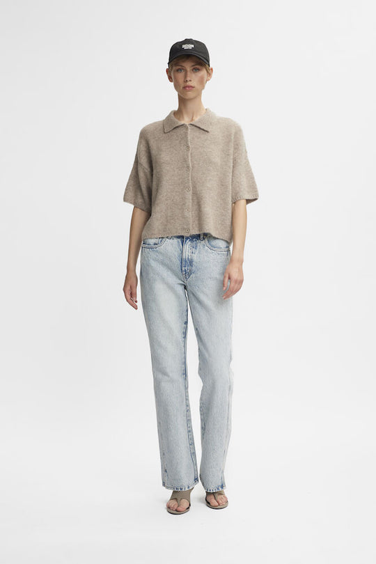 Gestuz AlphaGZ tee cardigan Warm Sand Melange