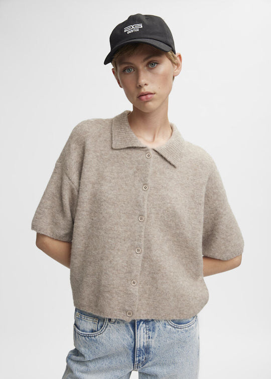 Gestuz AlphaGZ tee cardigan Warm Sand Melange