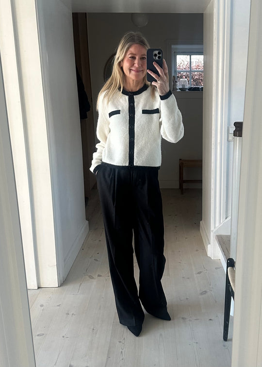 Gestuz GZalpha ls contrast cardigan Ivory/black comb