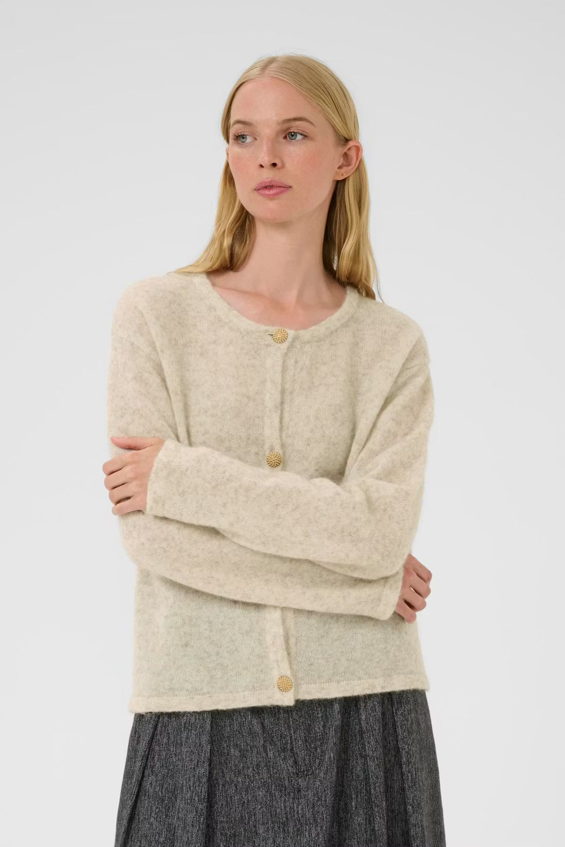 Karen by Simonsen KBZelda Round neck Cardigan Egret