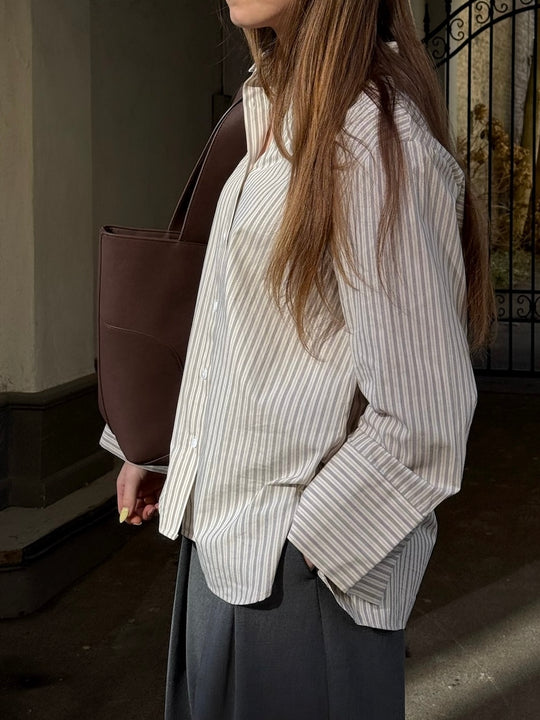 Neo Noir Dita Double Stripe Shirt Creme