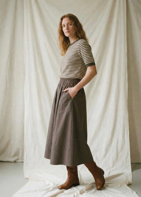 La Rouge Sailor Knit S/S Sand/brown stripe