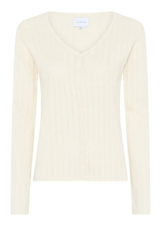 La Rouge Lene Pointelle set w. cardigan Off White
