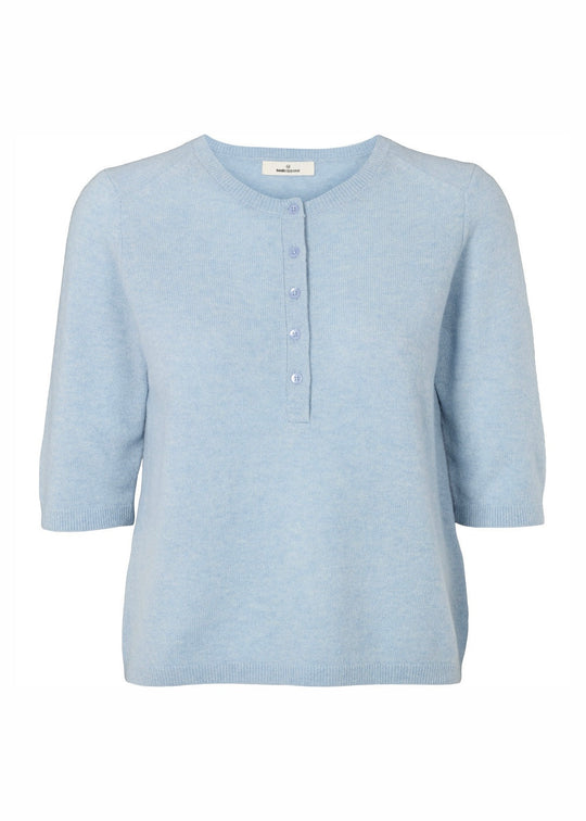 Basic Apparel Selem Granddad Wool Sweaters Light Blue