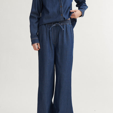 Basic Apparel Bine Wide Pant Mid blue