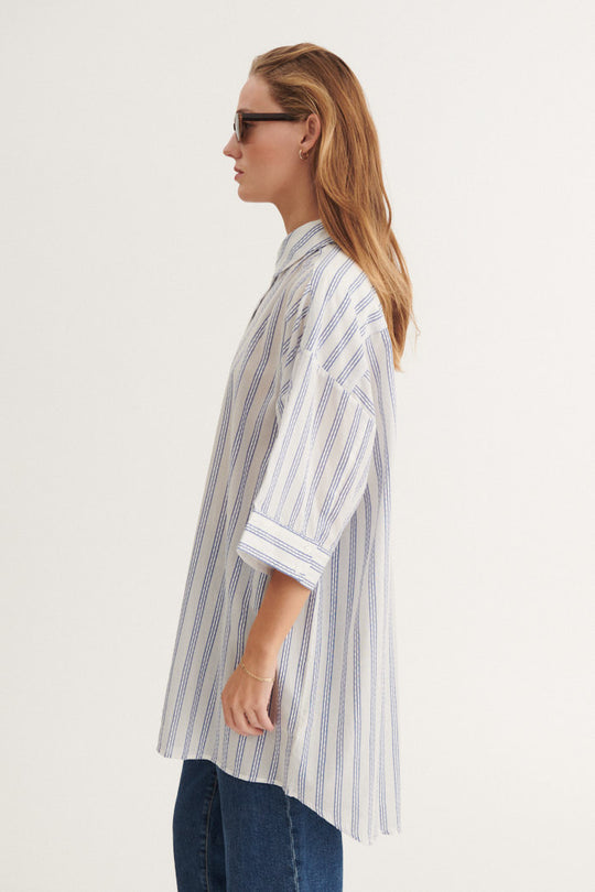 Basic Apparel Ada 3/4 Sl. Shirt  True navy / whisper white