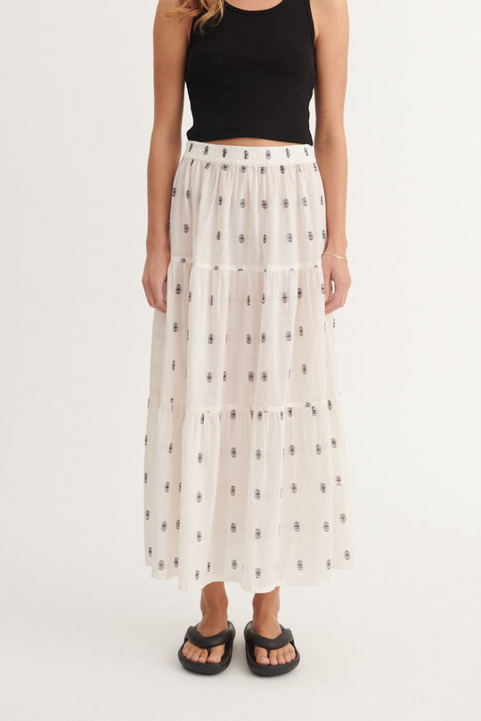Basic Apparel Ada Nederdel whisper white / Sky captain