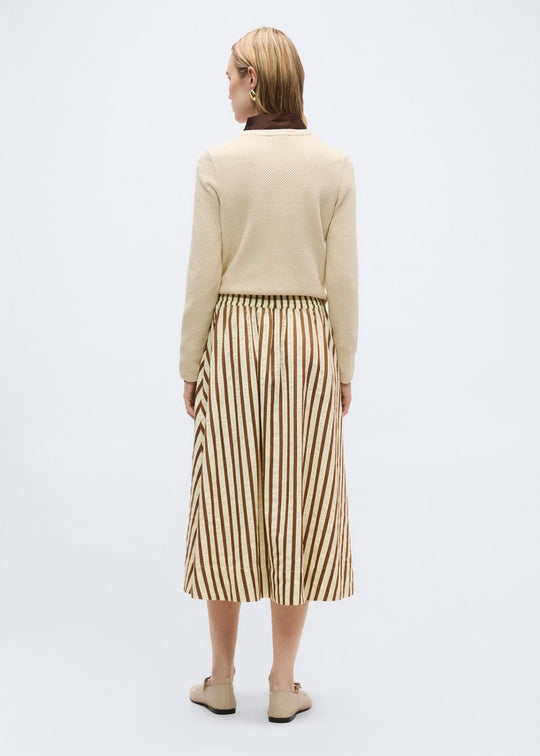 Lollys Laundry BristolLL Midi Skirt 87 Dark Mokka stripe