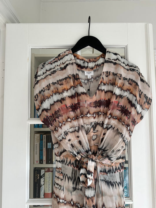 Saint Tropez EyaSZ Long Dress Creme Tiedye Strokes