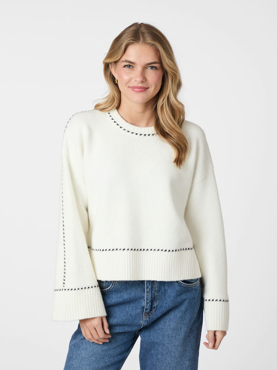 Neo Noir Roeme Knit Stitch Blouse Off White