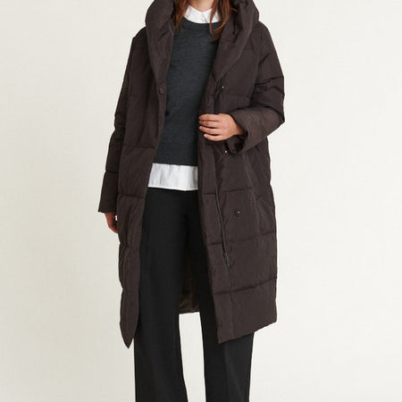 Basic Apparel Tenna Shawl Collar Coat Chocolate Torte