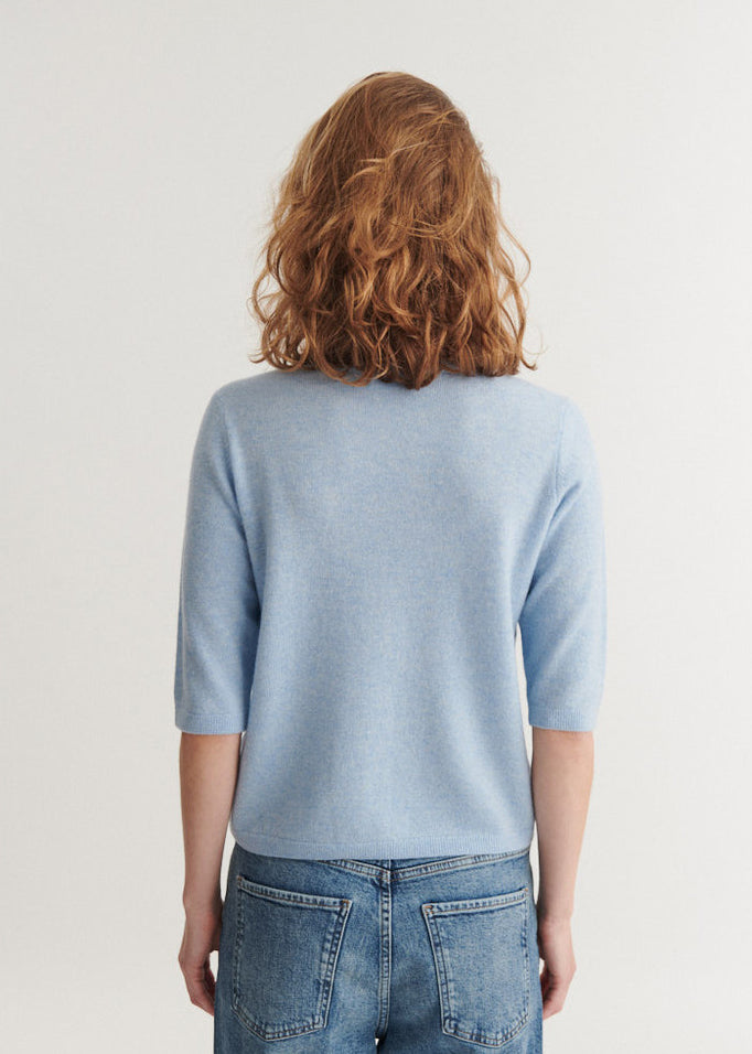 Basic Apparel Selem Granddad Wool Sweaters Light Blue