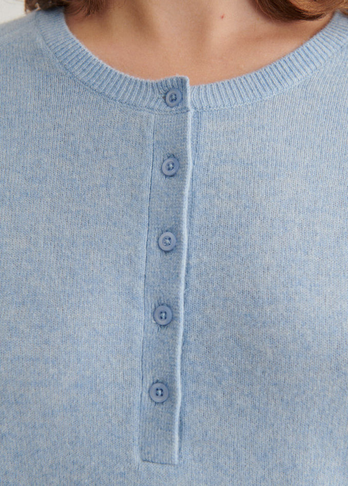 Basic Apparel Selem Granddad Wool Sweaters Light Blue