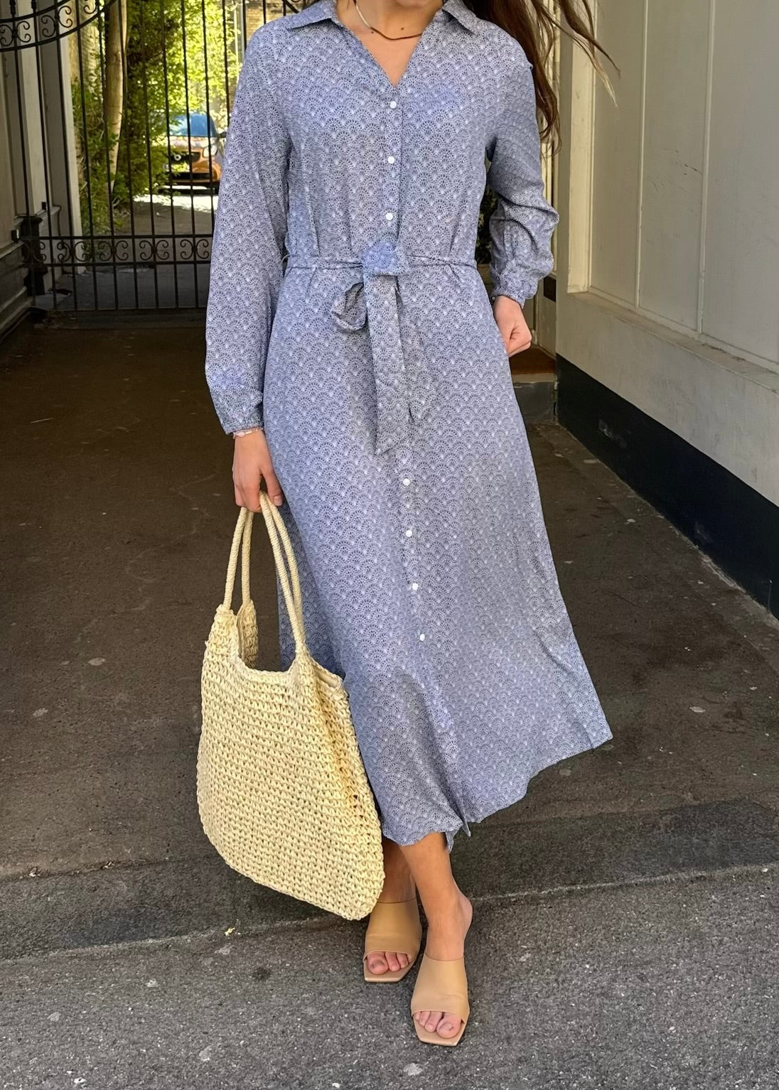 Part Two ArlindaPW Dress Blue Wallpaper Print