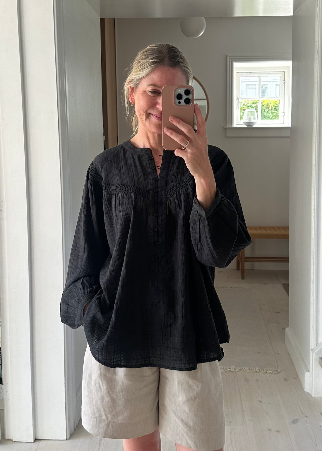 Project AJ117 Tuva Blouse Cotton Dobby Check Black