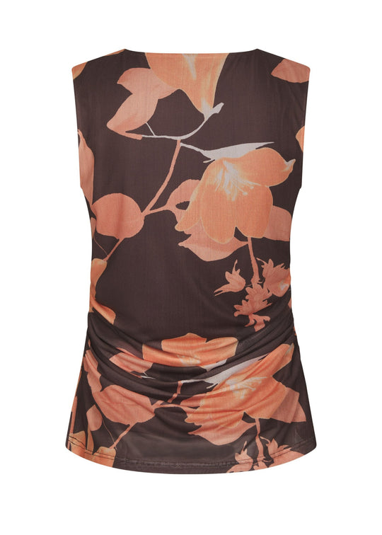 Neo Noir Liblana Flower Mesh Top Brown