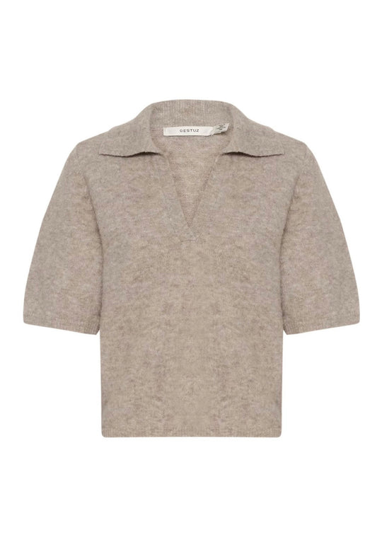 Gestuz GZalpha ss polo pullover warm sand melange
