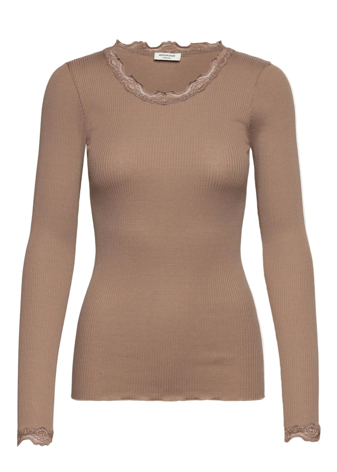 Rosemunde Babette Silk LS Lace T-shirt Mocha Meringue