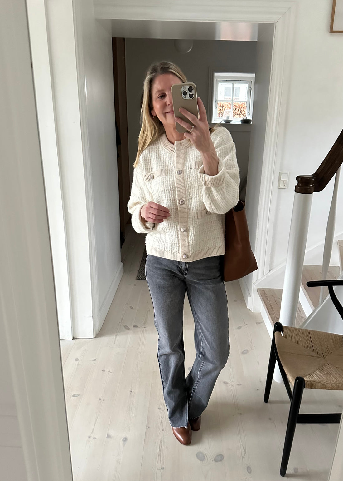 My Essential Wardrobe DaisyMW Denim High Straight Slit Dark Grey Retro Wash