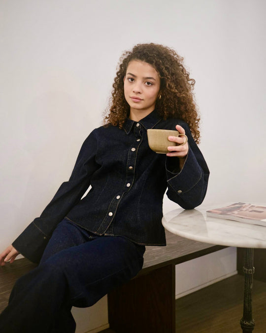 Neo Noir Rosa Denim Shirt Dark Blue