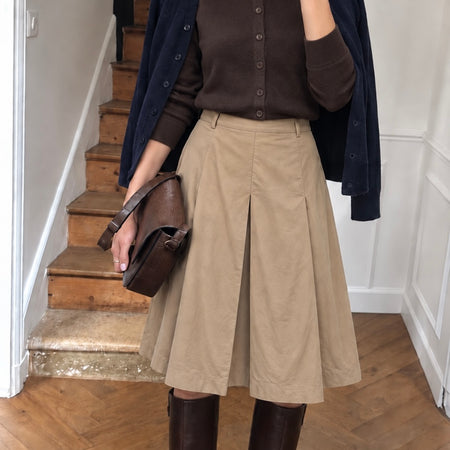 La Rouge Vilma Plisse Skirt Dark Sand
