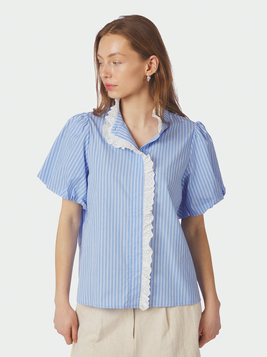 Neo Noir Ulia Stripe Blouse Blue Stripe