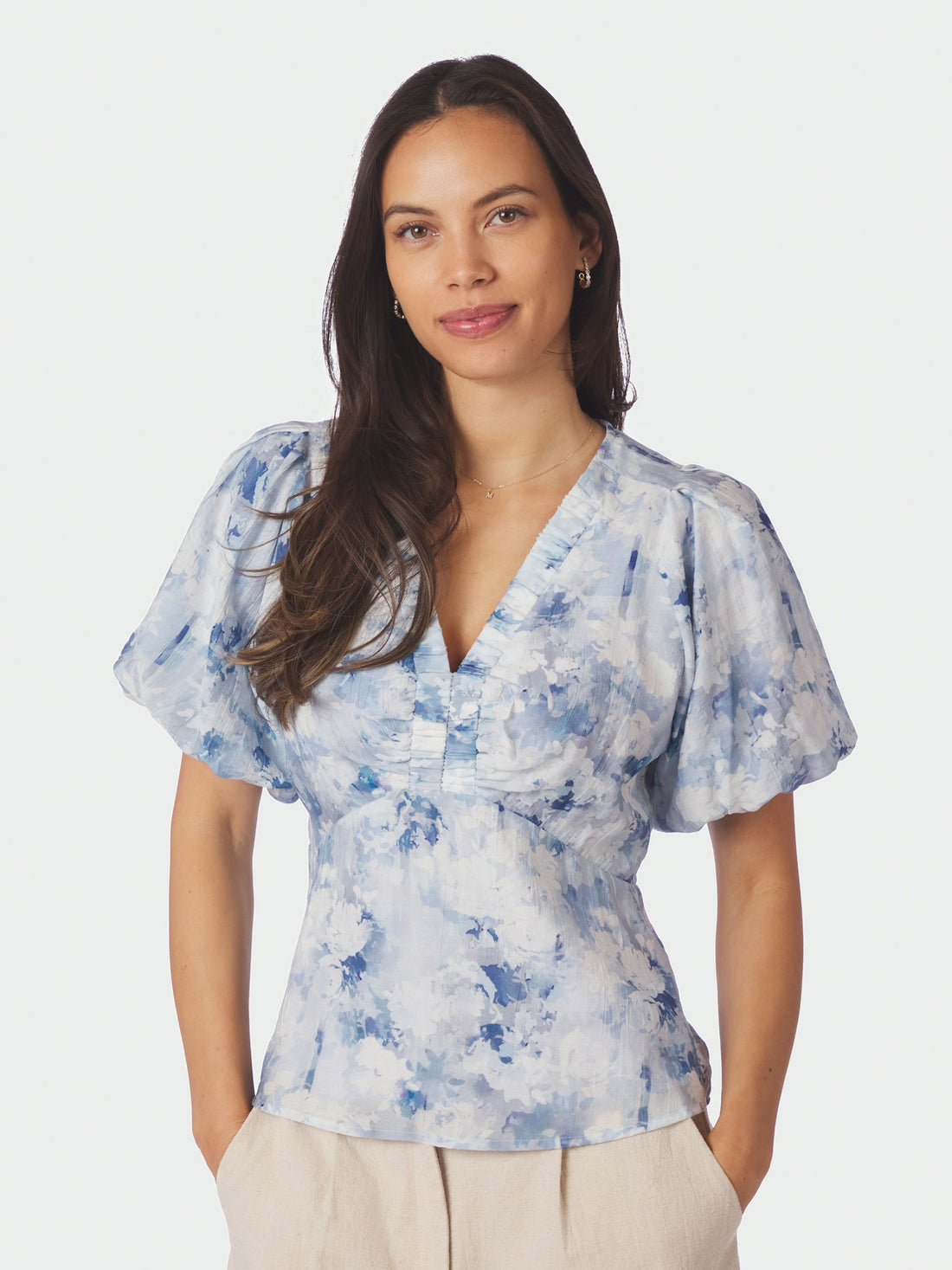 Neo Noir Irina Floral Fusion Blouse Blue