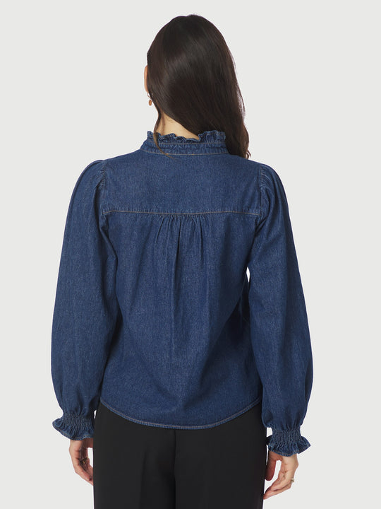 Neo Noir Emmeline Denim Blouse Dark Blue
