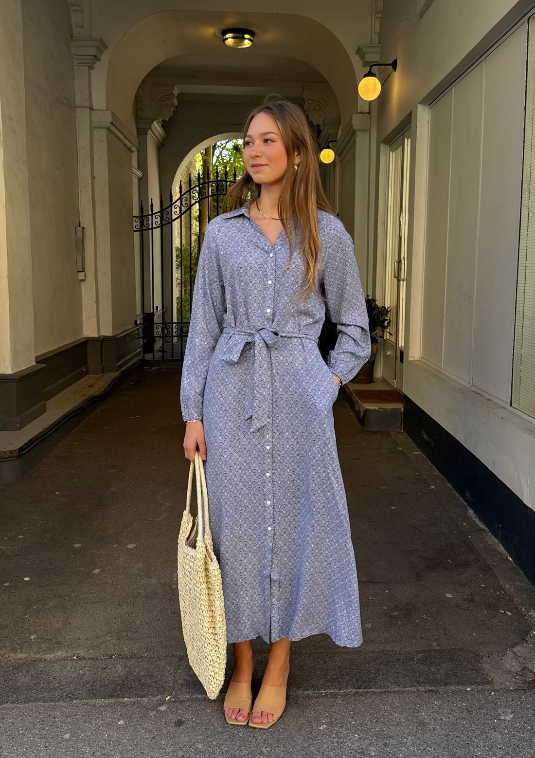 Part Two ArlindaPW Dress Blue Wallpaper Print
