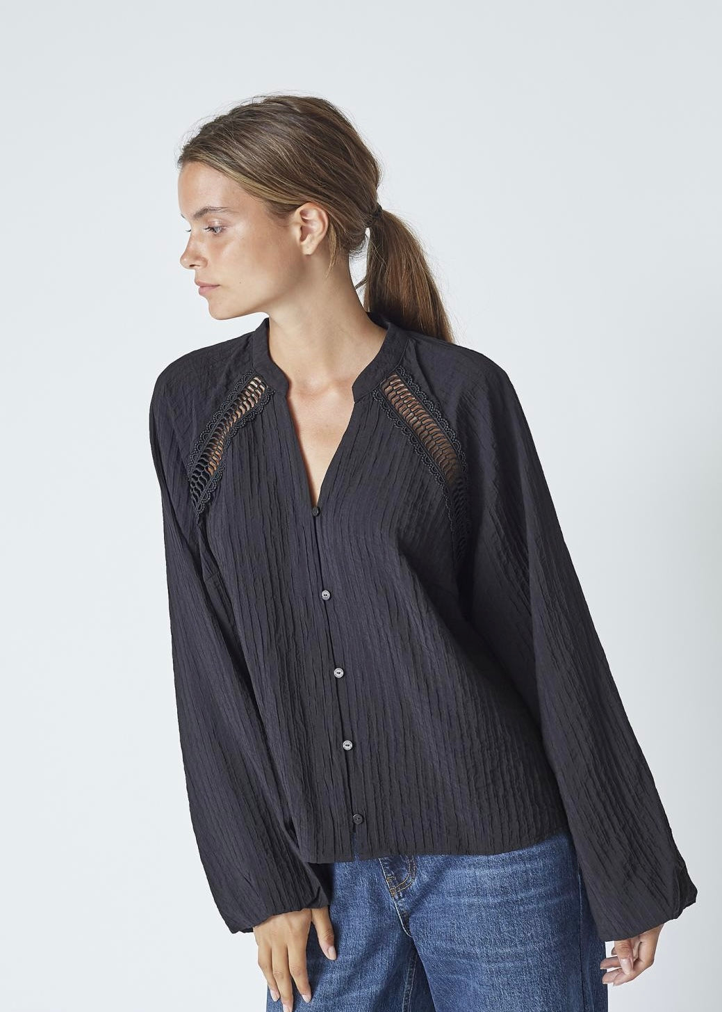 Co'Couture ShinaCC Lace v-shirt black