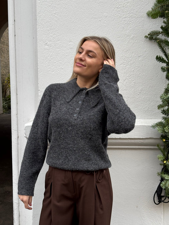 Gestuz GZalpha polo pullover Charcoal melange