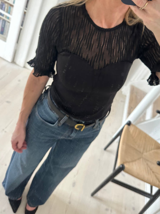 Co’Couture Coltoncc Lace Mix Top Black