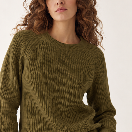 Serendipity Cotton Knit Sweater Olive