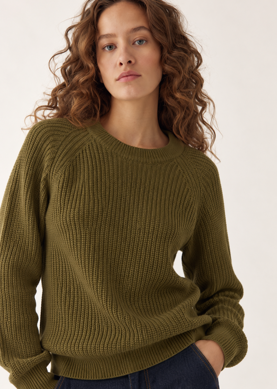 Serendipity Cotton Knit Sweater Olive