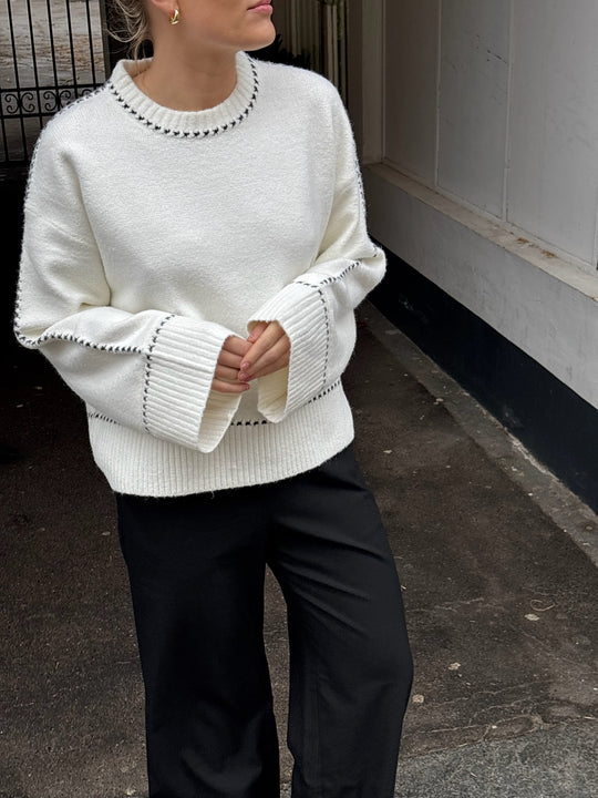 Neo Noir Roeme Knit Stitch Blouse Off White