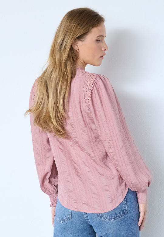 Co’Couture Kesicc Lace V-Shirt Old Rose