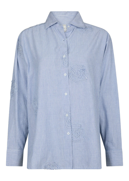 Neo Noir Dalma Dori Mini Stripe Shirt Blue