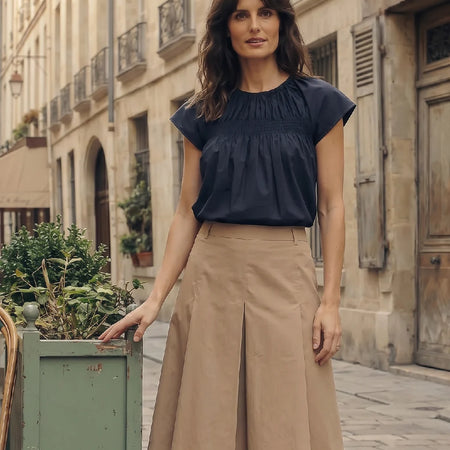 La Rouge Vilma Plisse Skirt Dark Sand