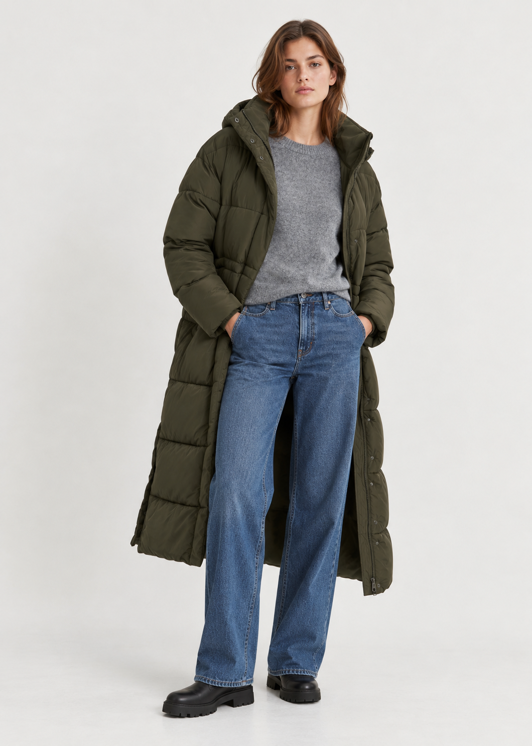 Basic Apparel Dagmar Long Coat Dark Army