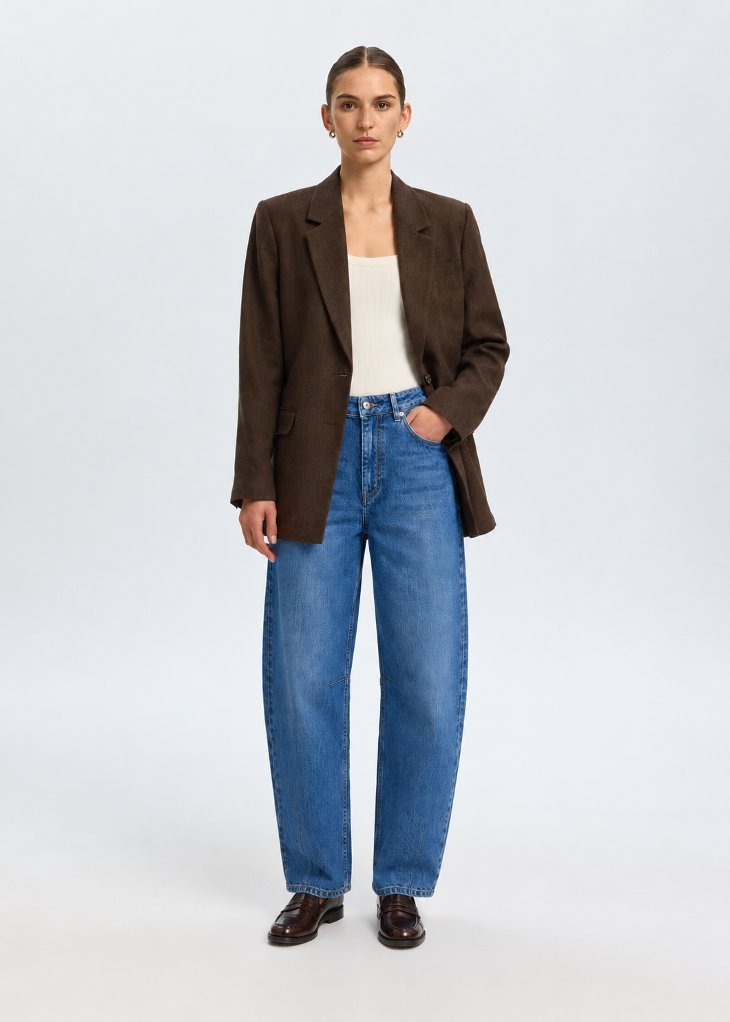 La Rouge Tenna Barrel Jeans Blue Washed Denim