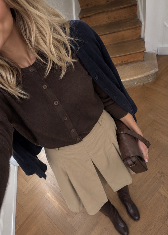 La Rouge Vilma Plisse Skirt Dark Sand