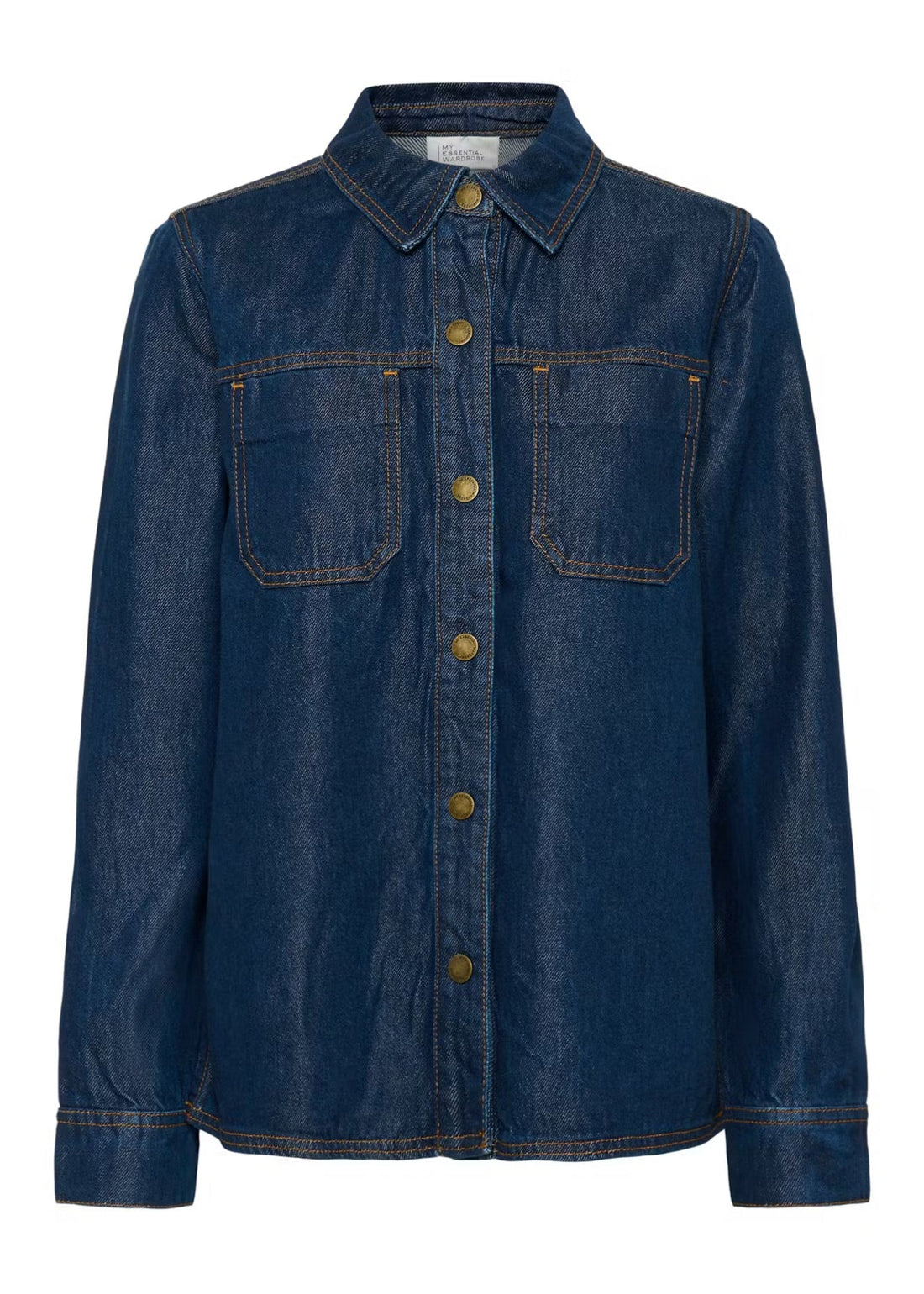 My Essential Wardrobe MWAnn 181 Boxy Shirt Dark Blue Un-Wash