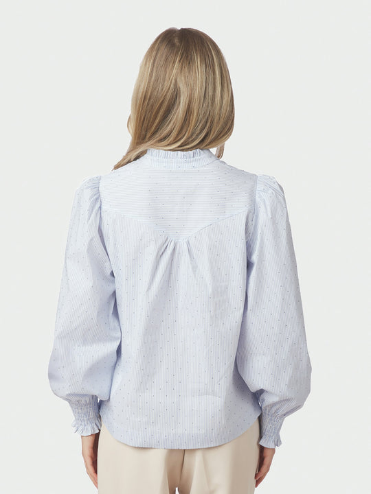Neo Noir Astrida Stripe Stone Blouse Light Blue