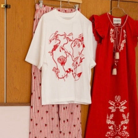 Helmstedt Noor t-shirt Red Dreamy Sea Print