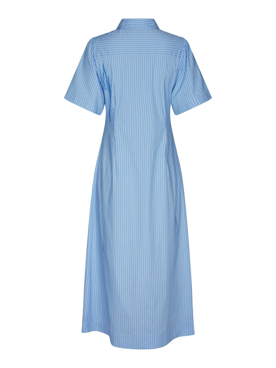 Neo Noir Baia Stripe Poplin Dress Light Blue