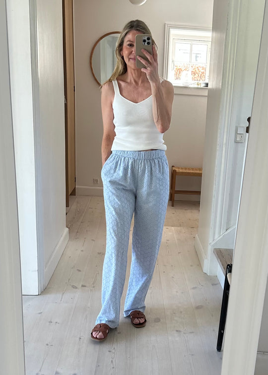 Neo Noir Claira Broderie pants light blue