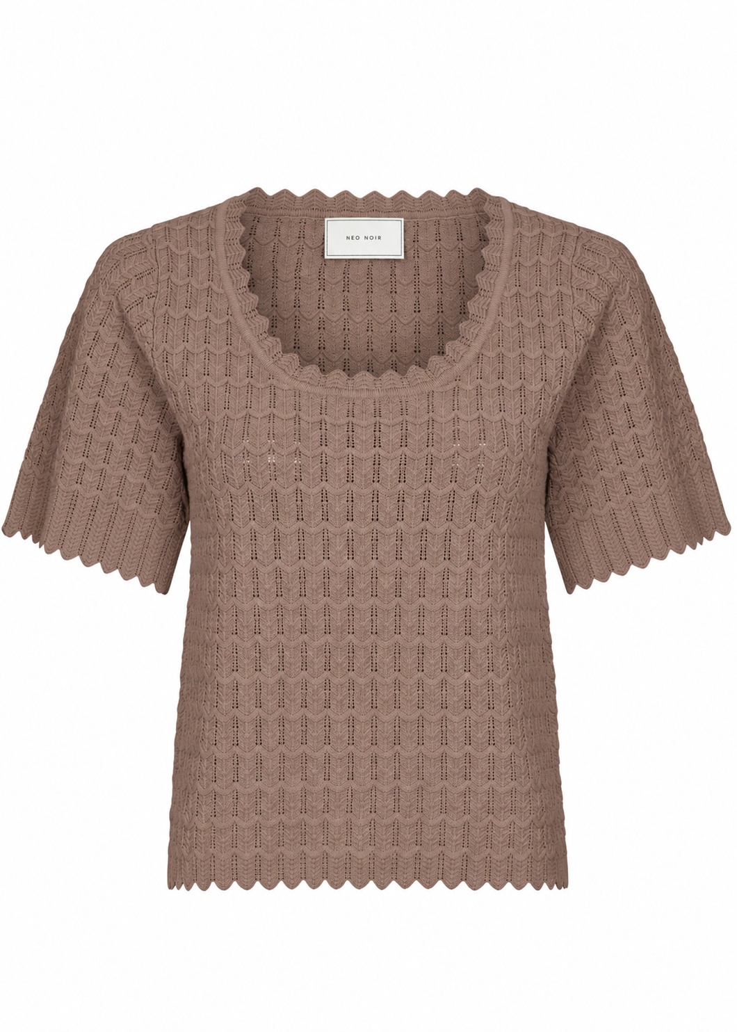 Neo Noir Meiko Fine Crochet Blouse Taupe